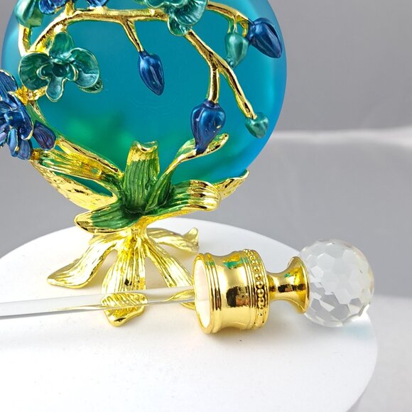 Stunning Blue Frosted Glass Decorative Bottle - Picture 8 of 8